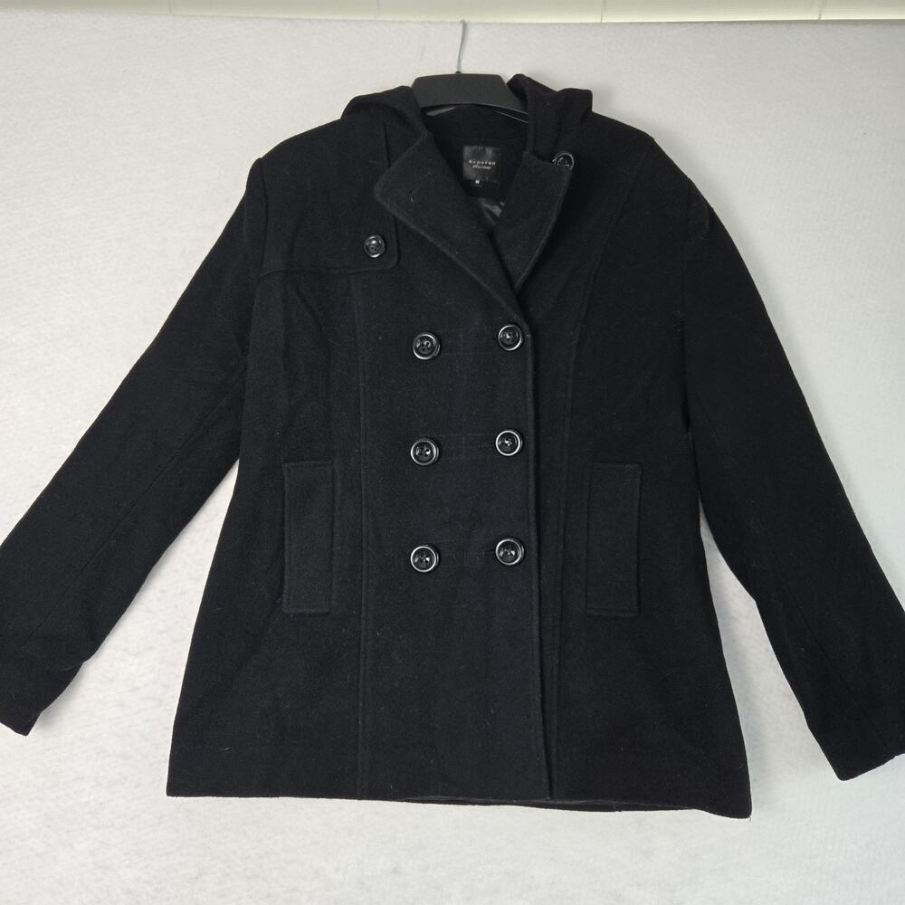 Braetan Jacket Size Medium Black Mid Length Pea Coat Lined Tweed Womens